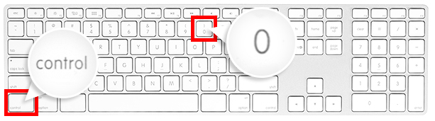 3번 원래 크기 - 키보드 화면에 control과 숫자 0 버튼이 표시 되어있습니다.
